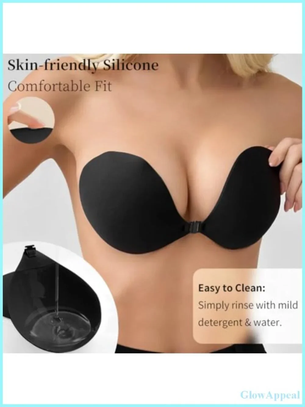 Invisible Adhesive Push-Up Bra with Clear Halter Straps for Backless Dresses